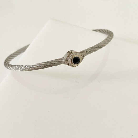 Sterling Silver .925 Faceted Ruby Twisted Cable Bangle Bracelet Size 6-6.5 - Picture 4 of 11